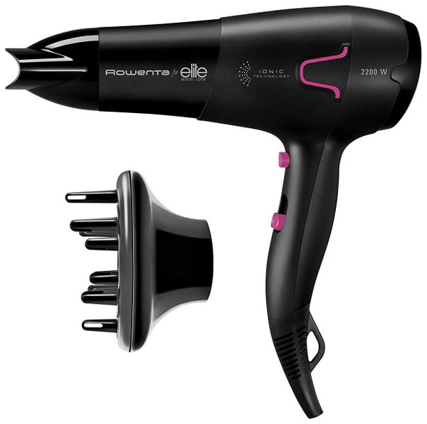 Фен для волос Rowenta POWER PRO IONIC Elite CV5622F0, черный, розовый ...
