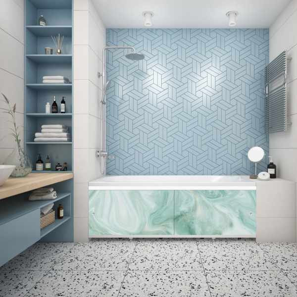 Экран раздвижной под ванну "КВАРТ" Метакам "Зелёный мрамор" 148 см ...