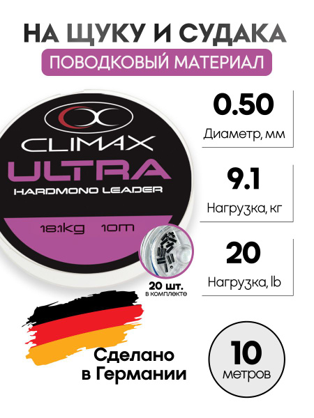 Climax: 2 × ULTRA HARDMONO LEADER FLUOROCARBON LEADER JE 10 M! in