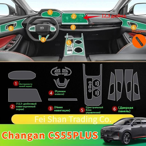 Характеристики 2024 Changan CS55PLUS Защитная пленка TPU для салонов ...
