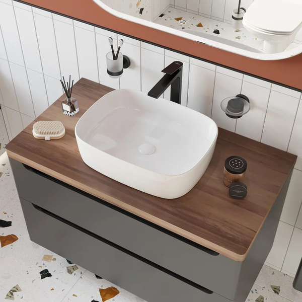 Раковина STWORKI Берген S21410WH чаша, прямоугольная, без отверстия под ...