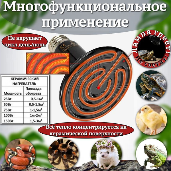 Лампа обогрева для террариума 150Вт,Е27 купить на OZON по низкой цене ...