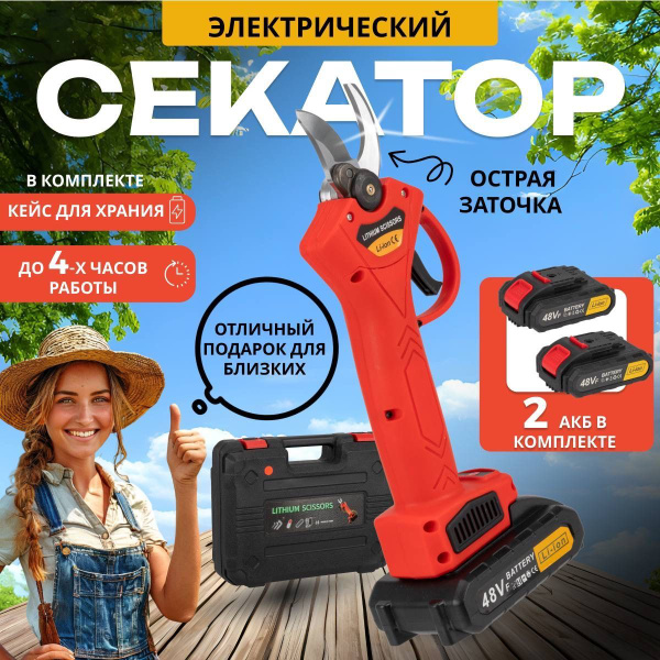 Секатор аккумуляторный(сучкорез аккумуляторный).Электросекатор с 2Акб ...