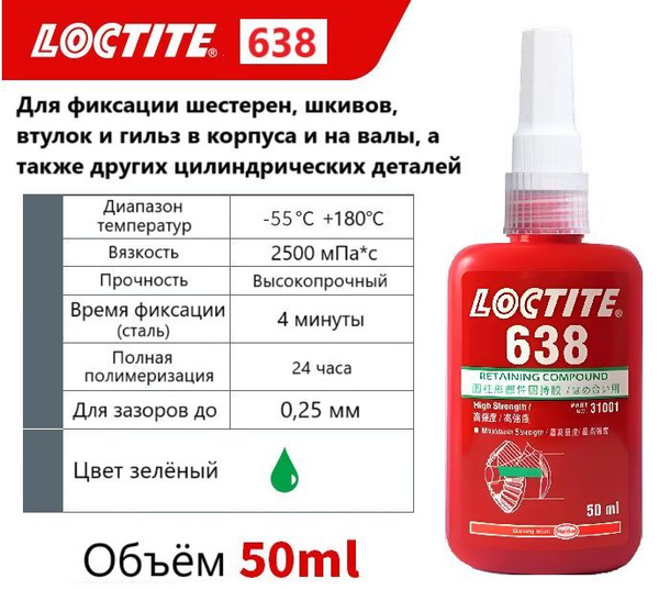 Loctite 638 (50 мл) Вал-втулочный фиксатор высокой прочности купить c ...