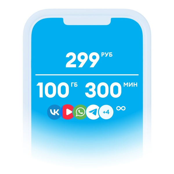 SIM-карта Сим карта Yota, йота 300 минут, 100гб интернет, по России ...