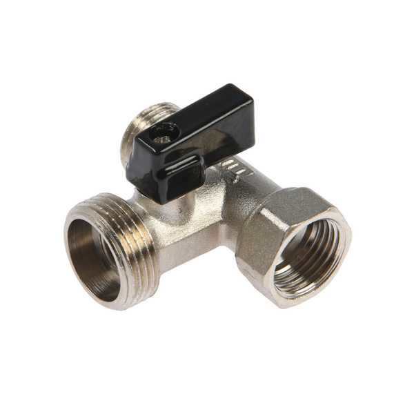 Трехходовой шаровый кран никелированный 1/2"ВР х 3/4"НР х 1/2"НР TIM ...