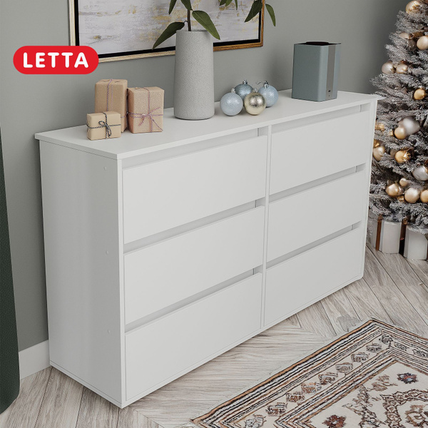 Комод LETTA City Plus_Белое тиснение, 140x40x83 см, 6 ящ. купить c ...