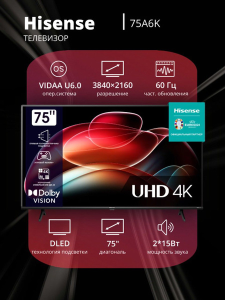 Hisense Телевизор Смарт ТВ, Игровой режим, Голосовое управление ...