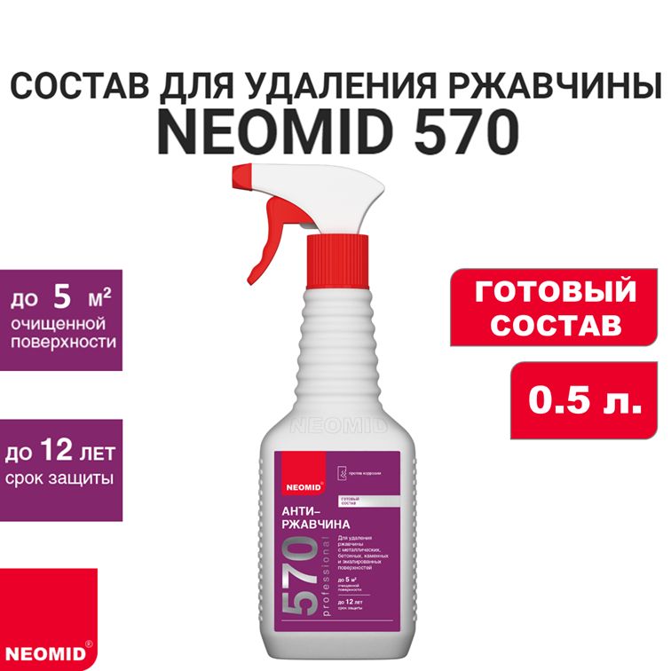 Состав для удаления ржавчины NEOMID 570 (готовый состав), 0,5 л.