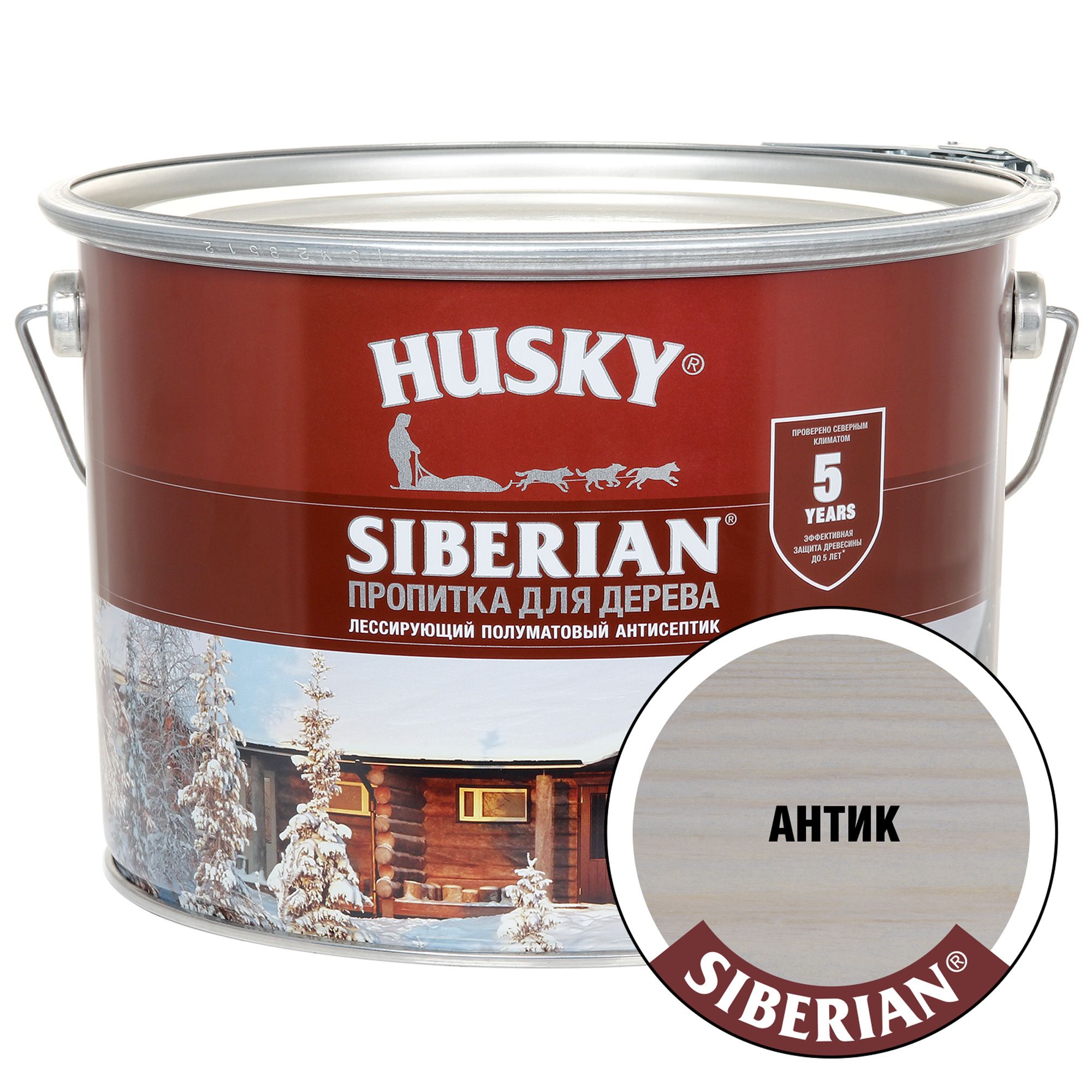 HUSKY SIBERIAN Пропитка для дерева полуматовая цвет антик 9 л