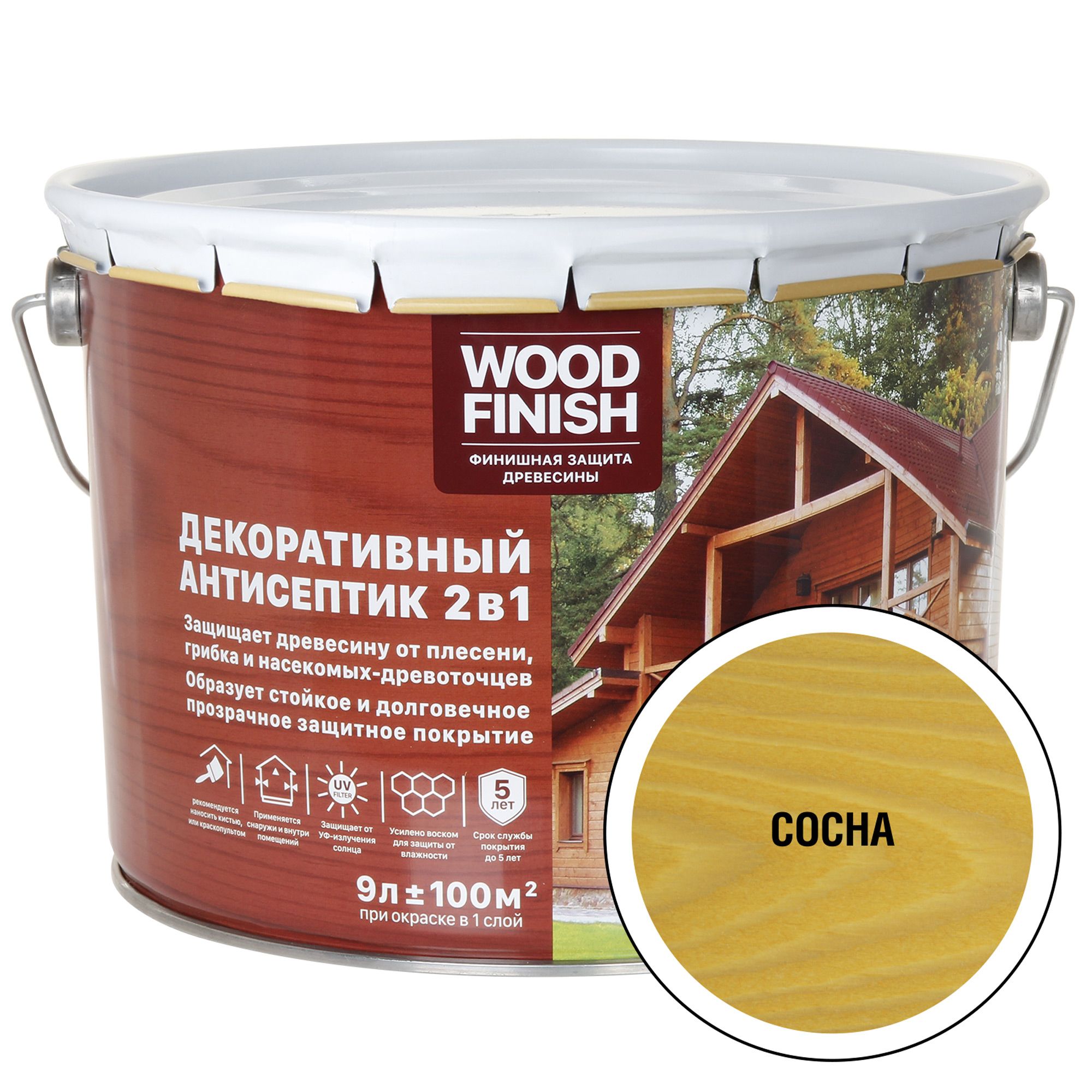 Декоративный антисептик для дерева WOOD FINISH цвет сосна 9 л - купить по  низкой цене в интернет-магазине OZON (1449624233)