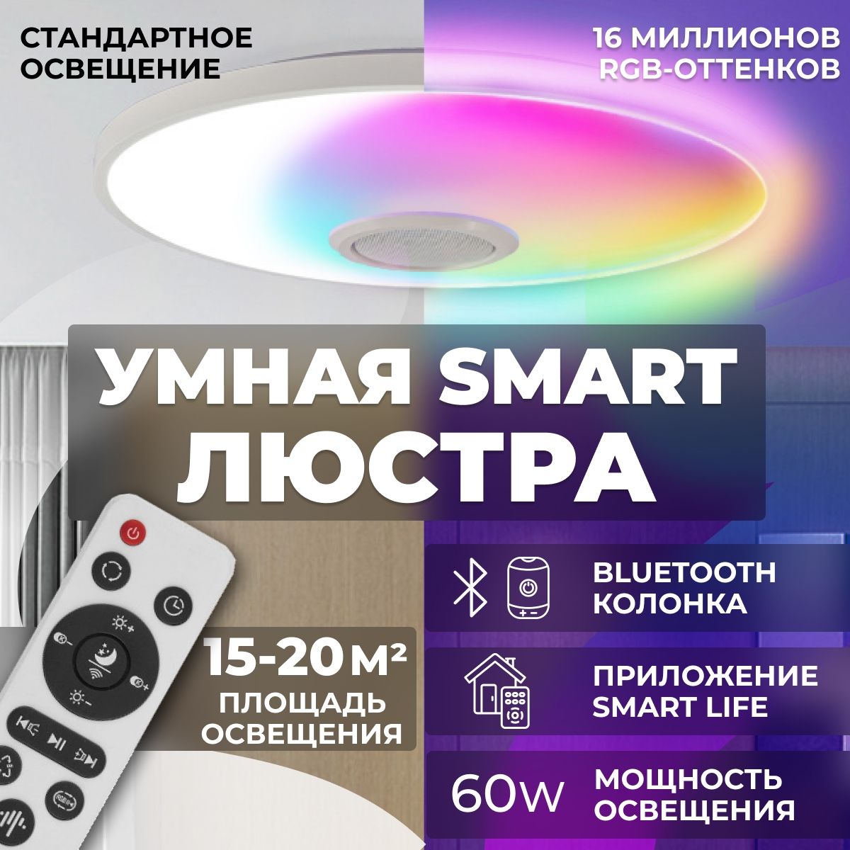 LYSTRUMЛюстрапотолочная,LED,60Вт