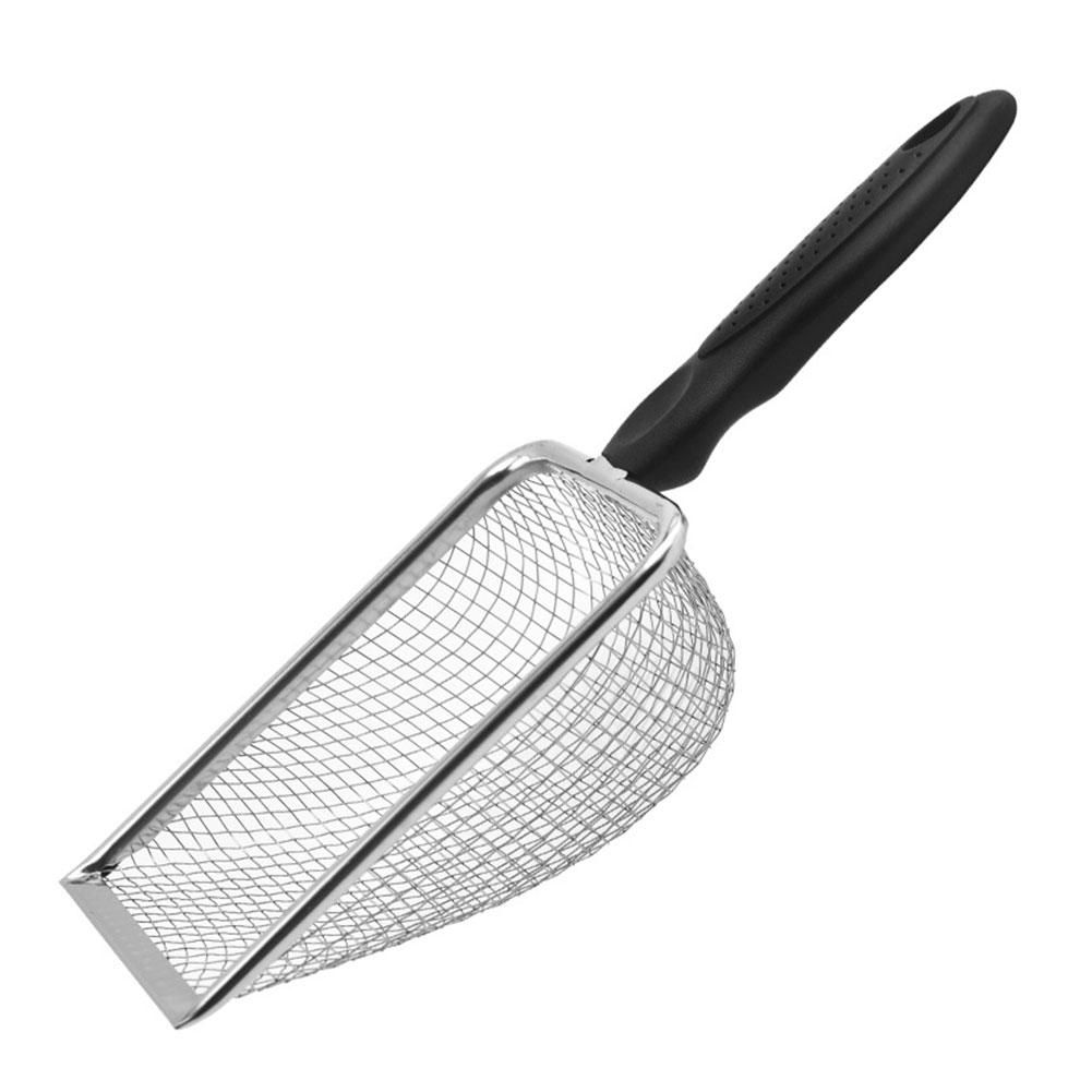 Совок для кошачьего туалета из нержавеющей стали/фильтрующая сетка с небольшими отверстиями/зарезервированное отверстие крючка