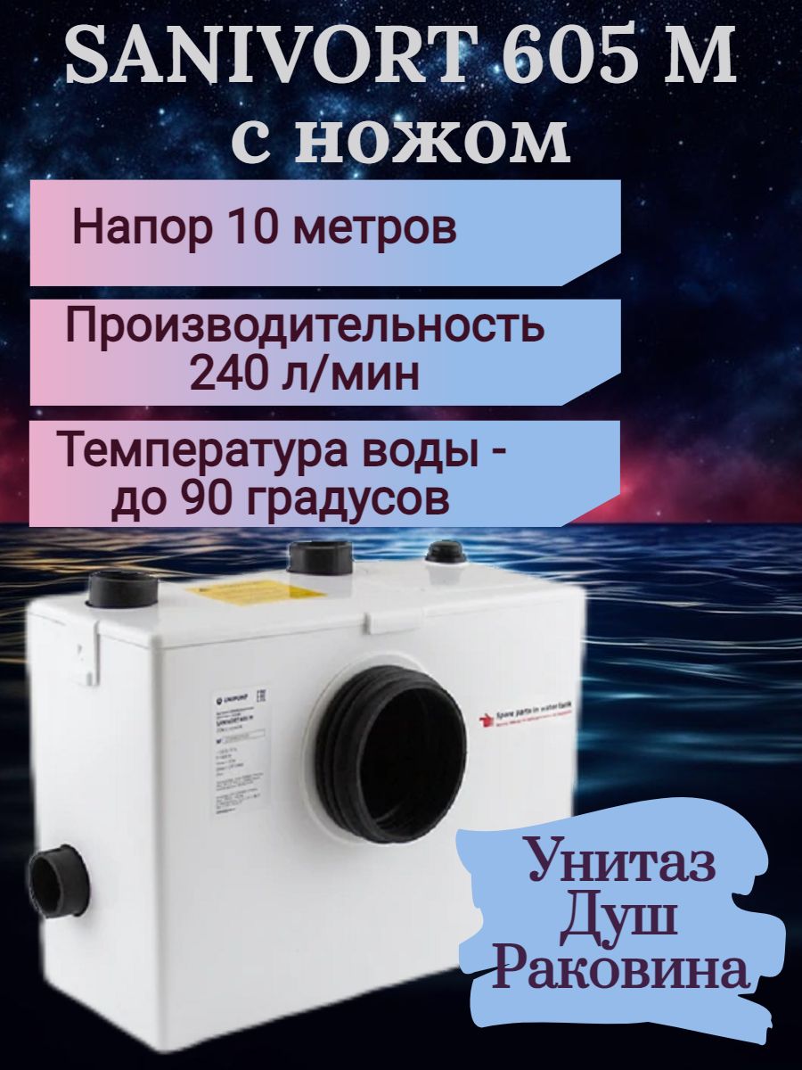 Канализационный насос Unipump Sanivort 605 М 10м, 230 л/мин - купить по ...