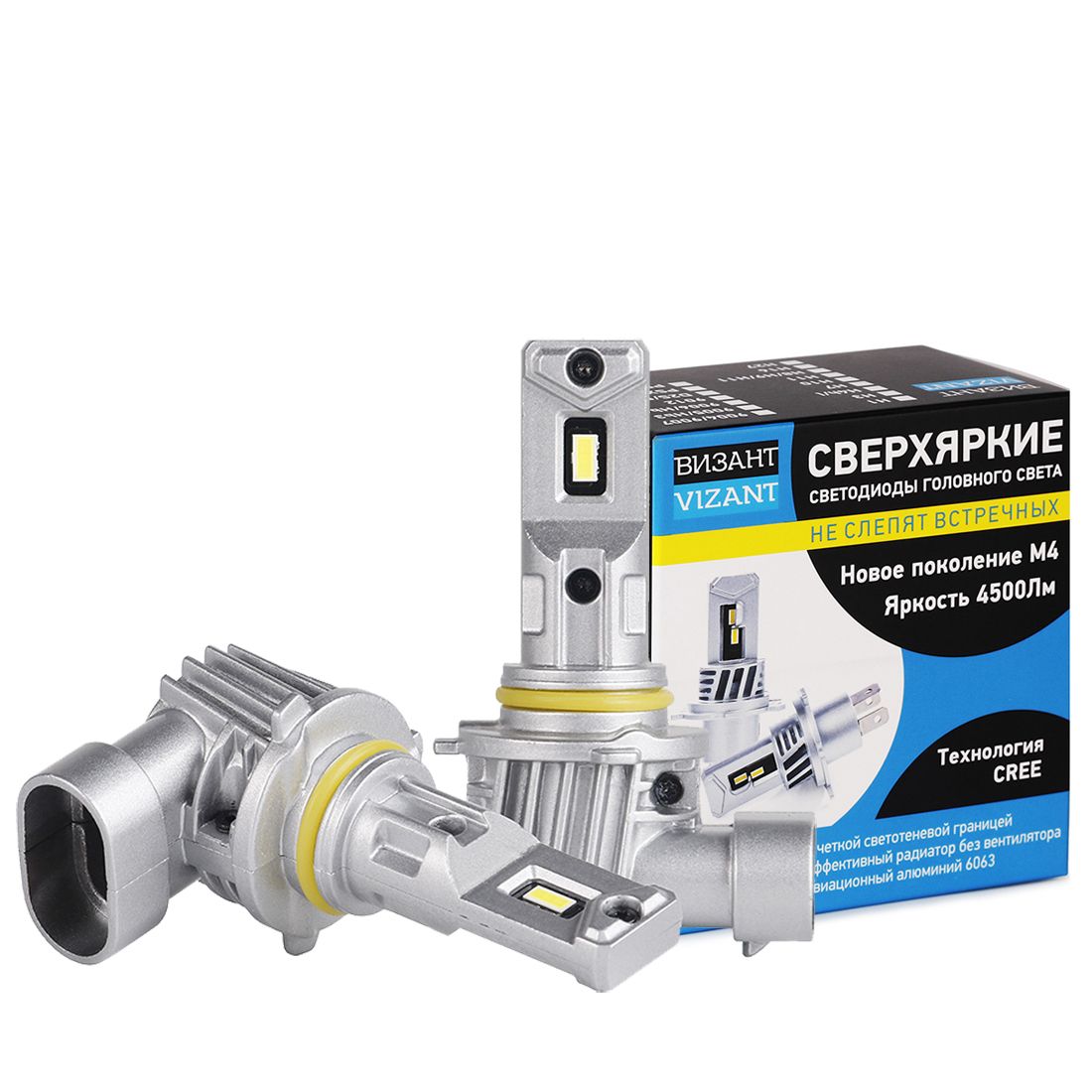 Светодиодные лампы Vizant M4 цоколь HB4 9006 с чипом CREE Tech 4500lm 5000k (2 шт.)