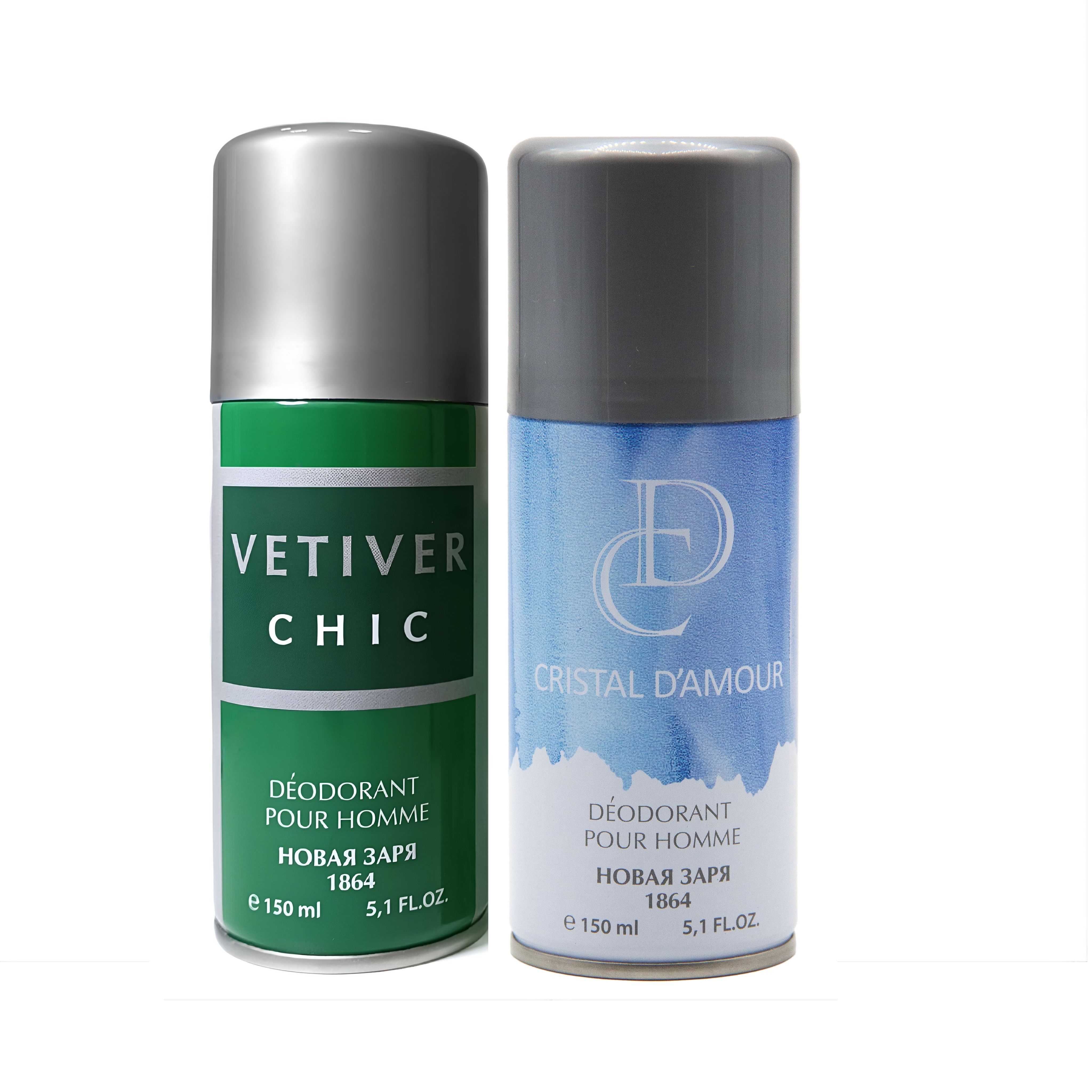 Новая Заря ДЕЗОДОРАНТ Набор ВЕТИВЕР chic (VETIVER CHIC) + КРИСТАЛЛ ЛЮБВИ (CRISTAL DAMOUR) 150мл Мужской