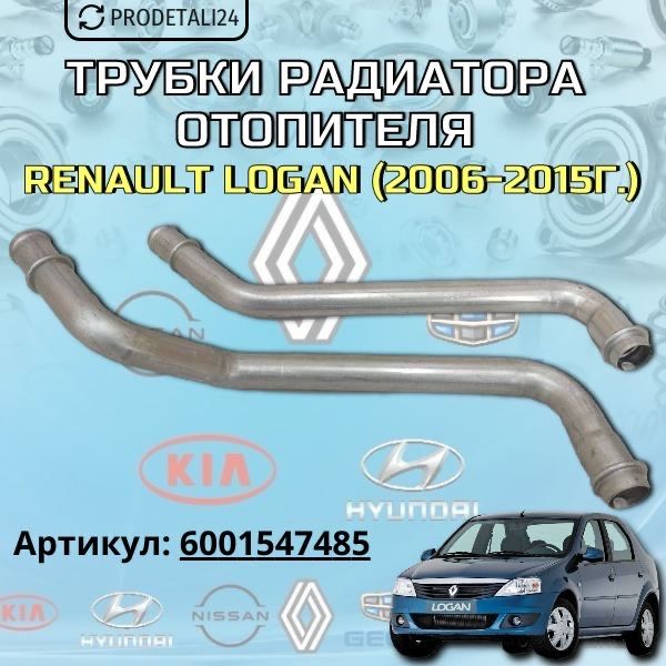 Трубки радиатора отопителя, печки Renault Logan 2006-2015г