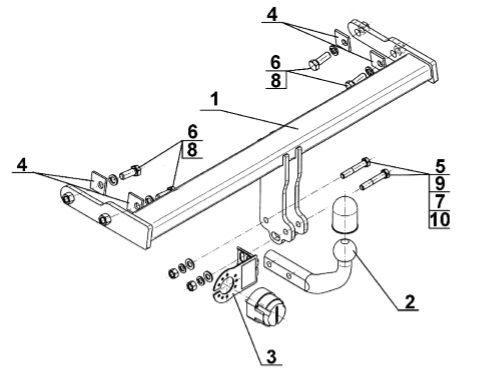 Фаркоп на Volvo S60 седан 2010-2019, Volvo V60 универсал 2010-2019 (паспорт и сертификат в комплекте)(без электрики) Steinhof.V-292