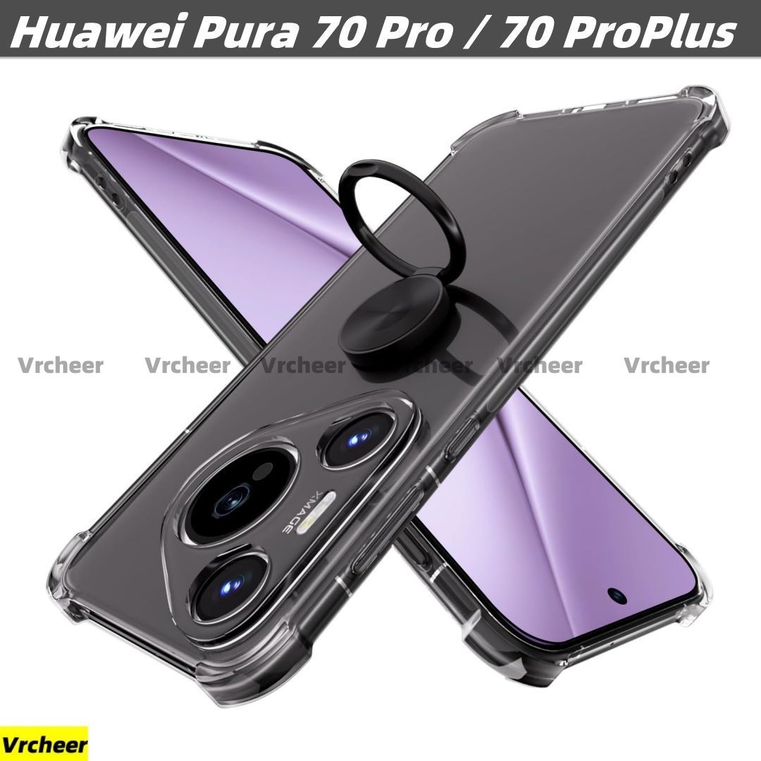 ПротивоударныйчехолнаHuaweiPura70Pro/70ProPlus(ХуавейПура70Про/70ПроПлюс)сусиленнымиуглами,Защитныйпрозрачныйсиликоновыйчехол,чехолскольцомимагнитомдляавто-держателя