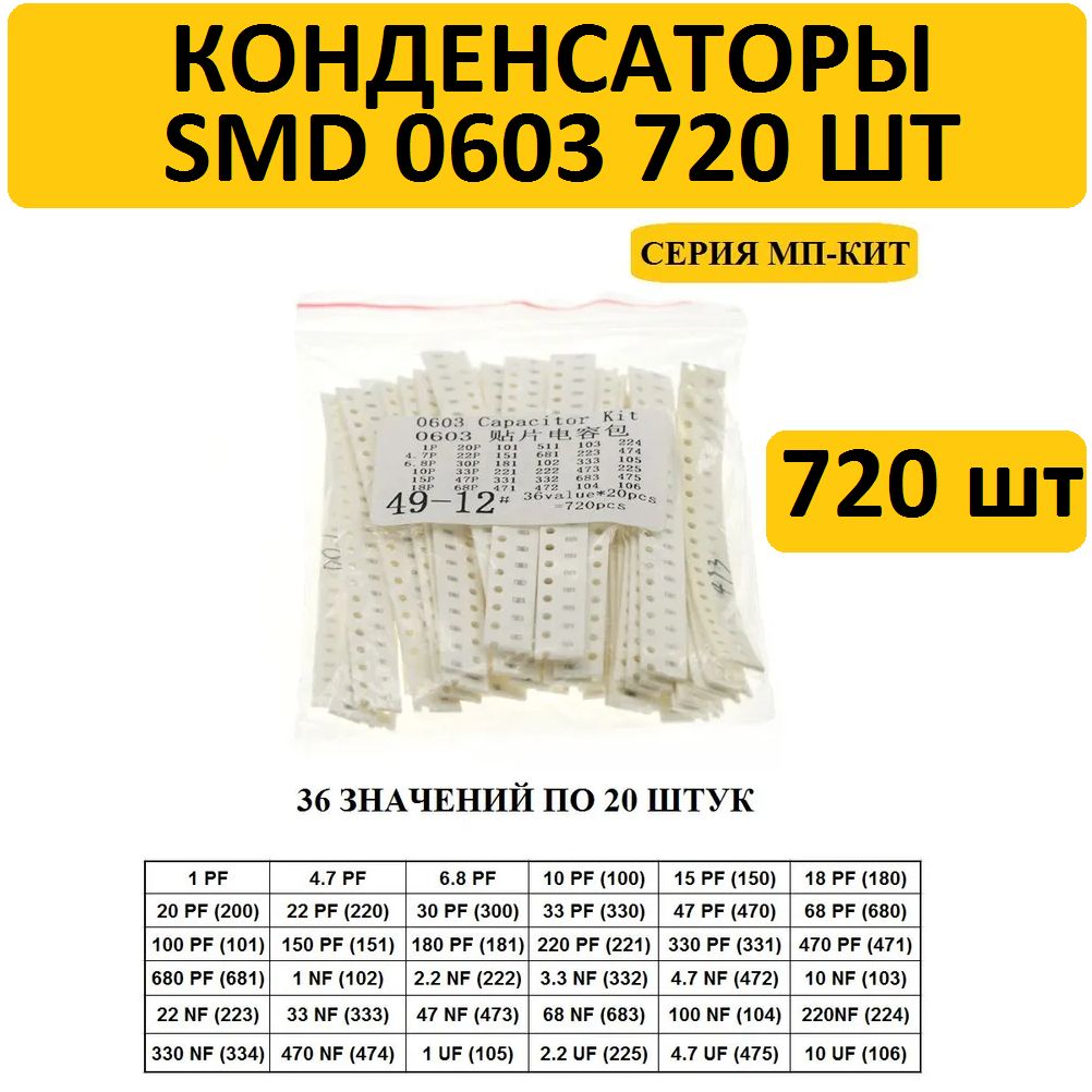 Набор конденсаторов SMD 0603 720 штук