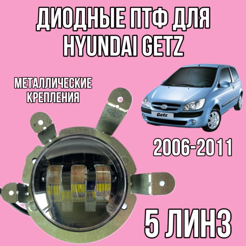 ДиодныепротивотуманныефарыHyundaiGetz2006-20115диодов(линз)LEDптфГетц