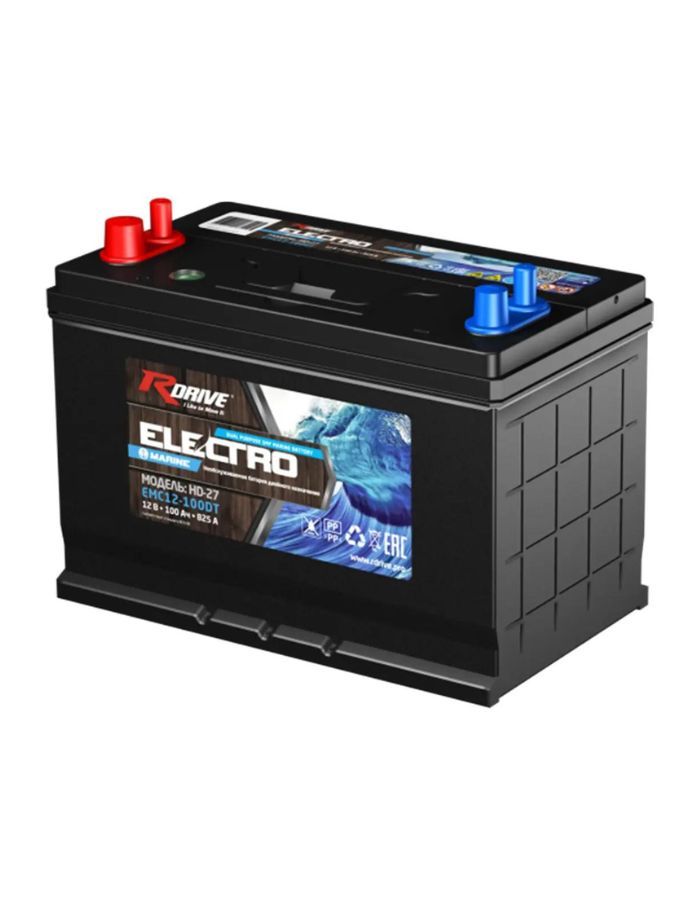 Аккумулятор лодочный RDrive ELECTRO Marine EMC12-100DT 100Ah ПП 700A (двойные клеммы)