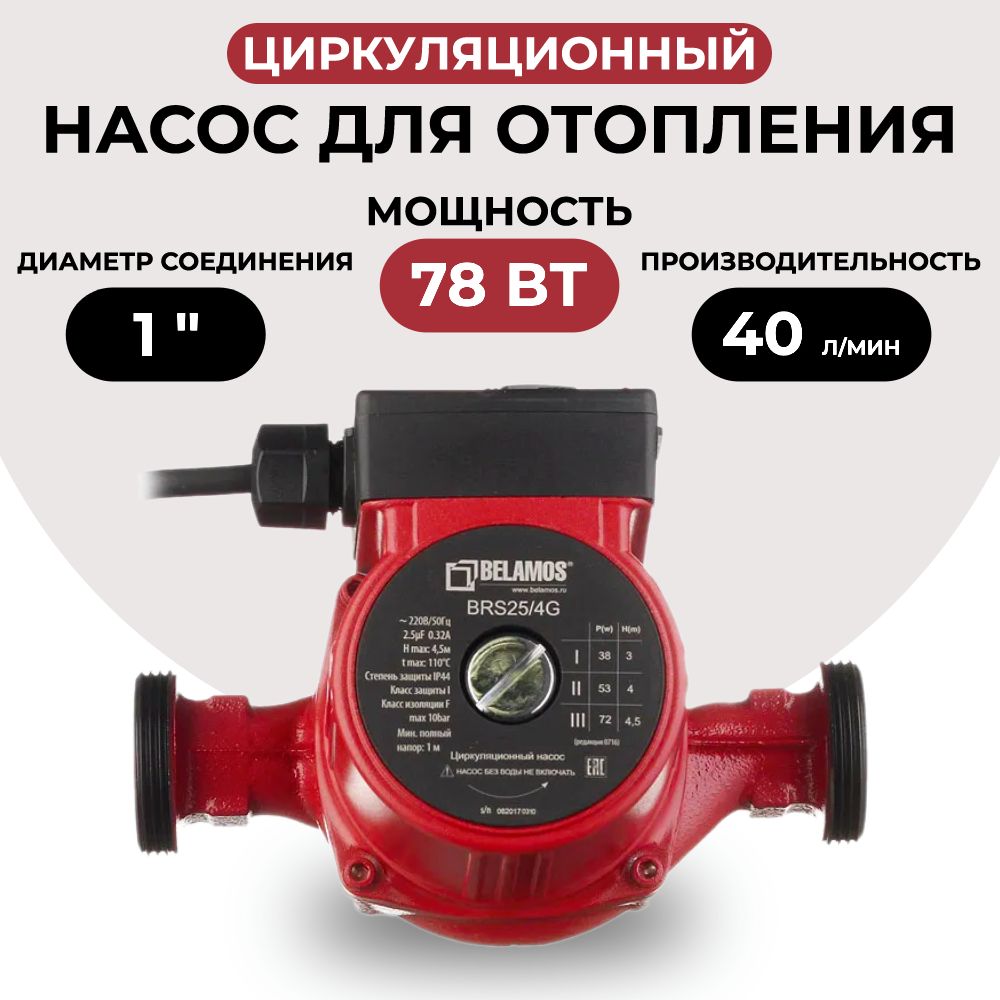 Циркуляционный насос Belamos BRS 25/4G для отопления, чугун (180мм)