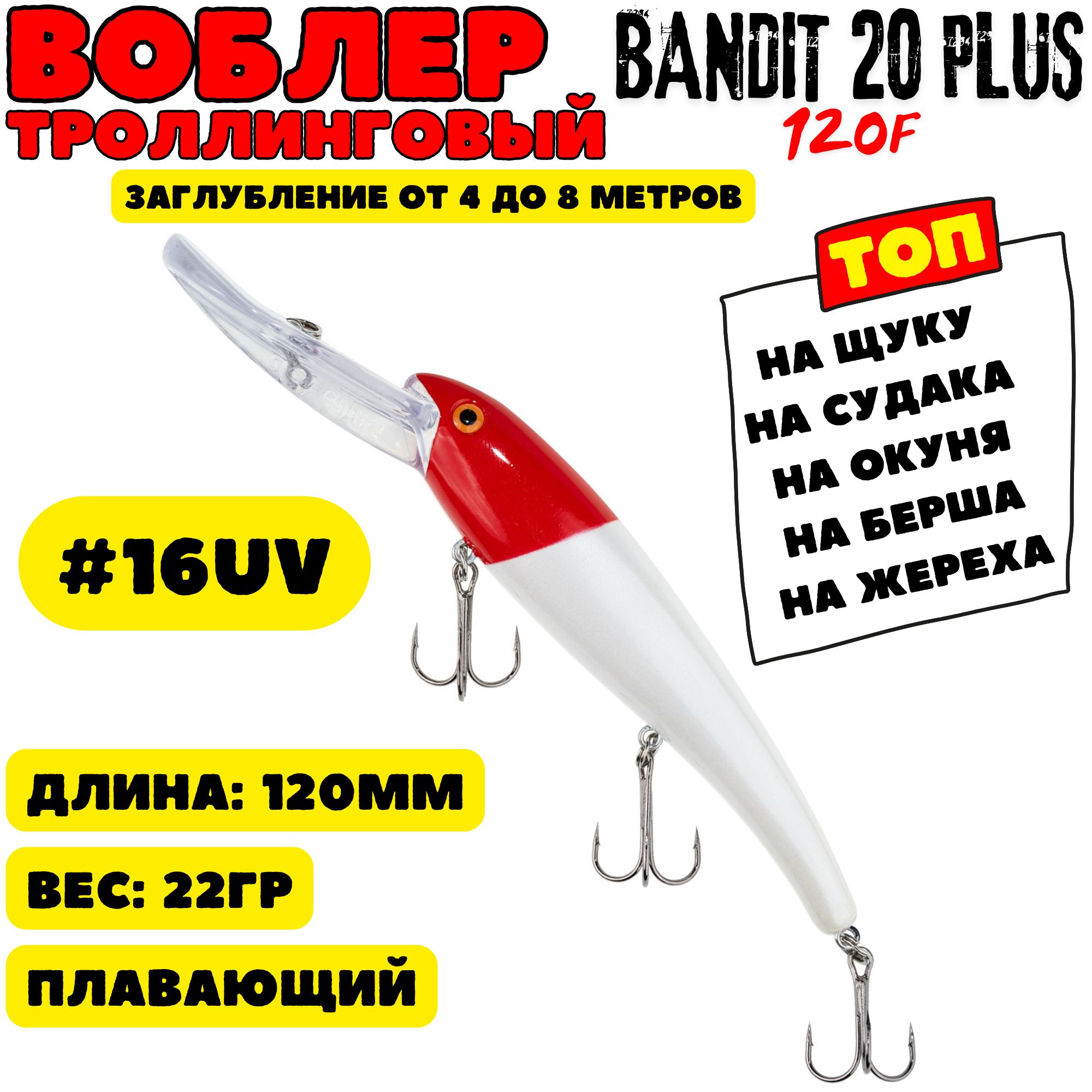 ВоблердлятроллингаGrowsCultureBandit120мм,22гр,цвет16/Воблербандит/Минноу