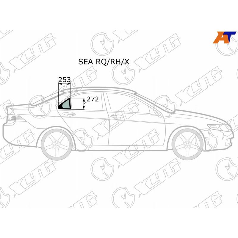 Стекло двери задней правой (форточка) для Хонда Аккорд 7 2003-2008, Honda Accord 7 стекло двери задней правой (форточка) XYG SEA RQ/RH/X