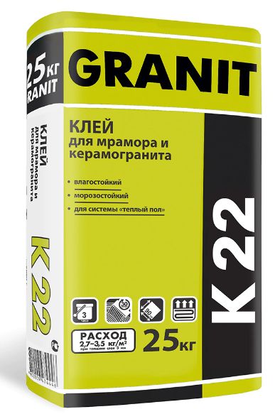 Клей для плитки GRANIT K 22, 25 кг