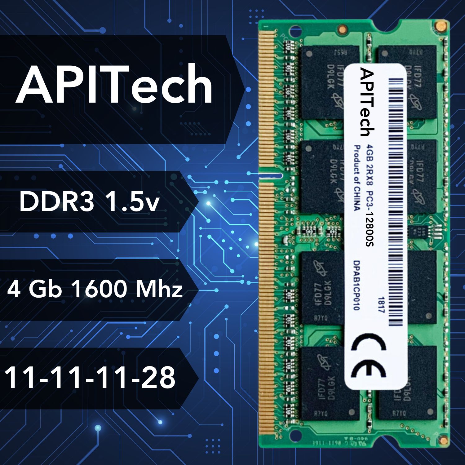 Оперативная память APITech DDR3 1600 МГц для ноутбука 1x4 ГБ (0)