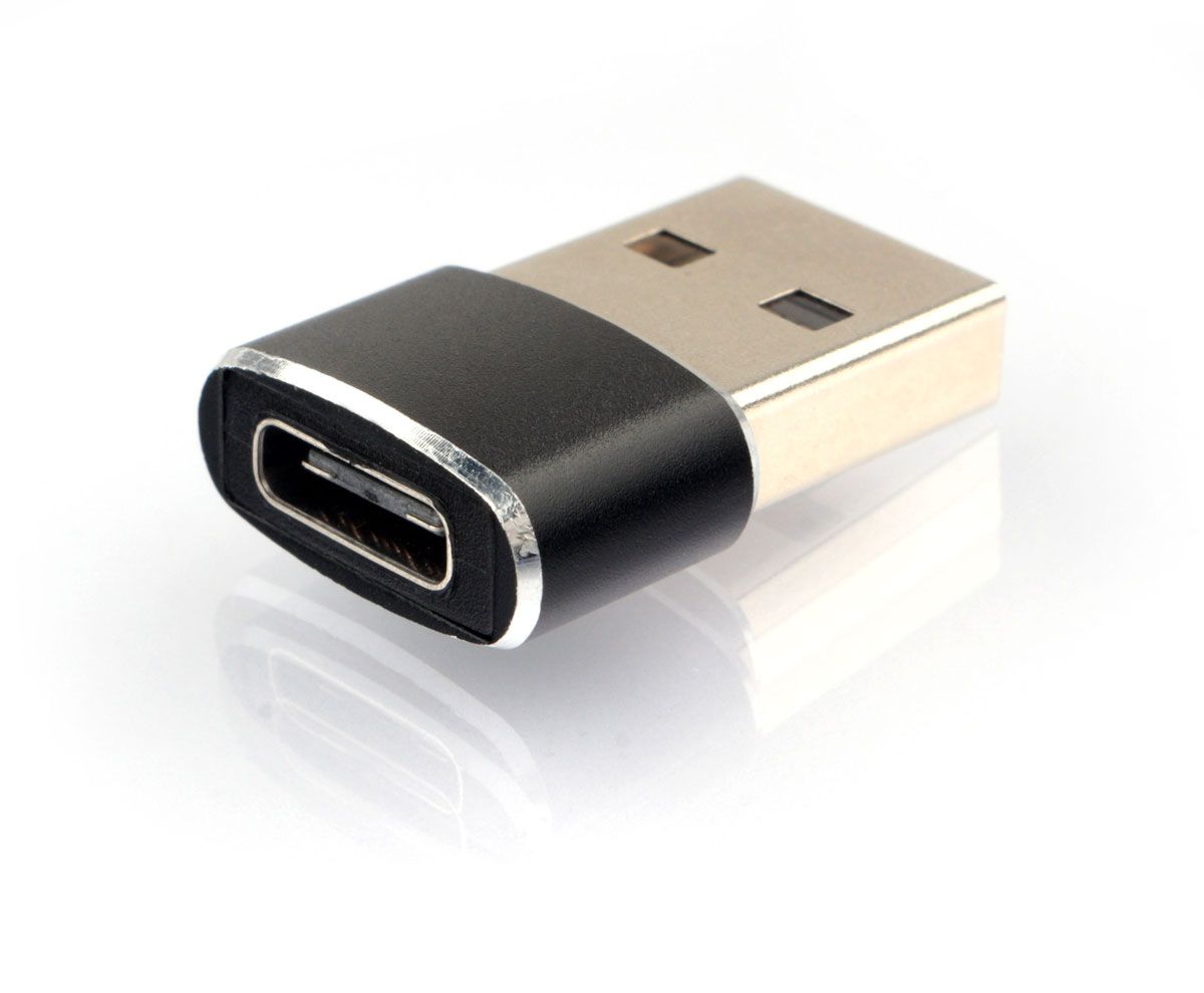 ПереходникUSB2.0CablexpertA-USB2-AMCF-02,AM/Type-C(F),метал.коробкапус,Pro,черный