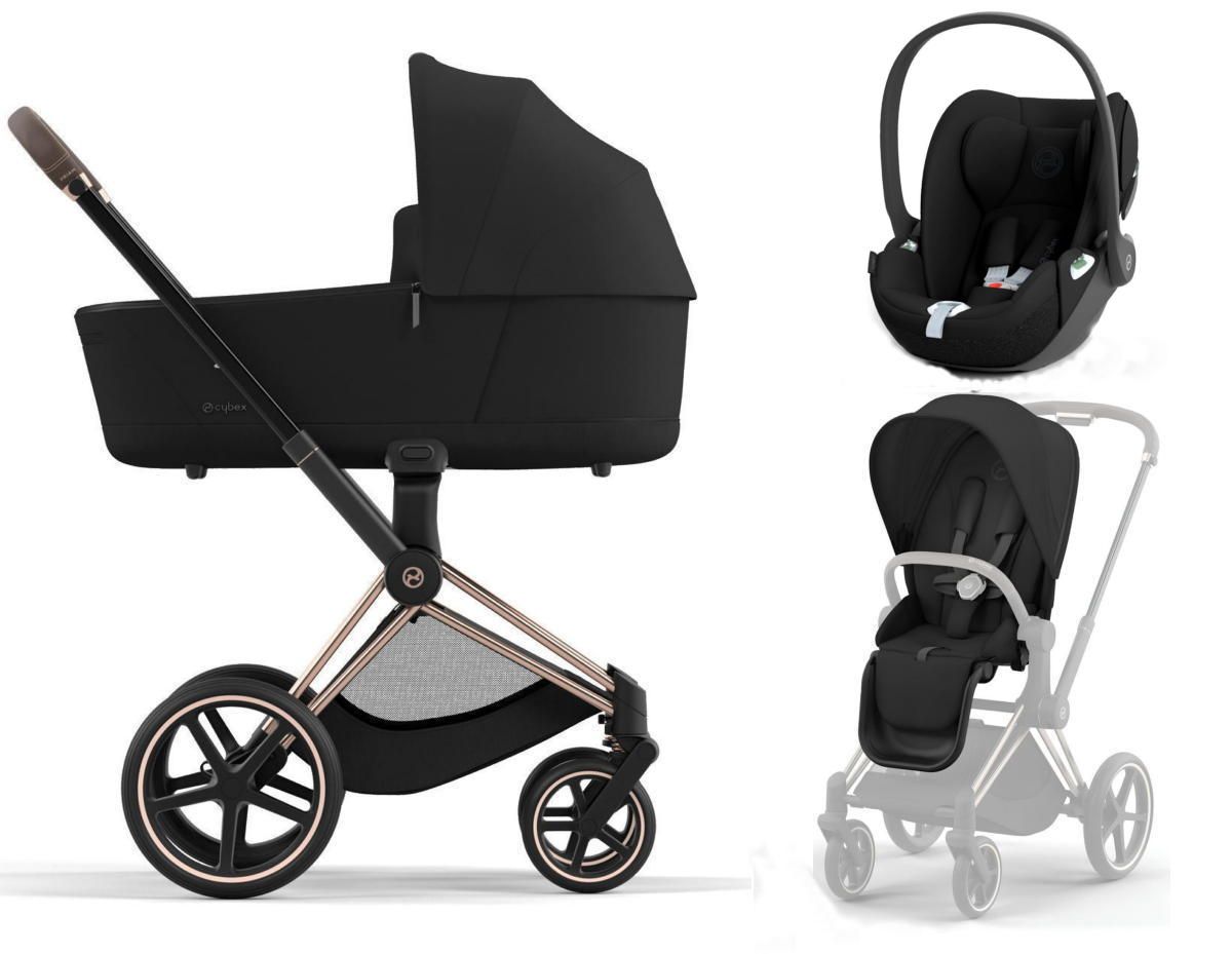 Cybex Priam IV коляска 3 в 1 Sepia Black/Sepia Black/Rosegold с автокреслом Cybex Cloud T i-Size