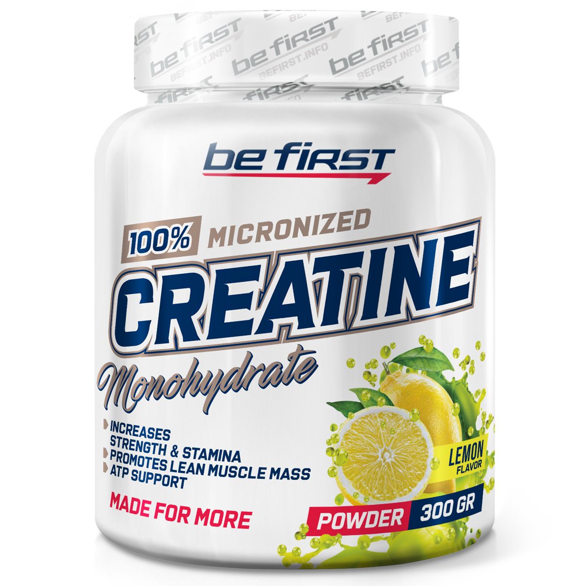 Креатин моногидрат порошок Be First Creatine Powder Monohydrate Micronized 300 гр, лимон