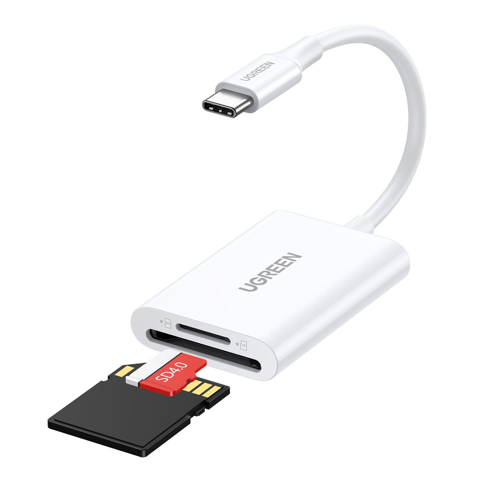 Картридер многофункциональный UGREEN CM265 (35506) USB-C to SD+TF 3.0 Multifunction Card Reader. Цвет: белый