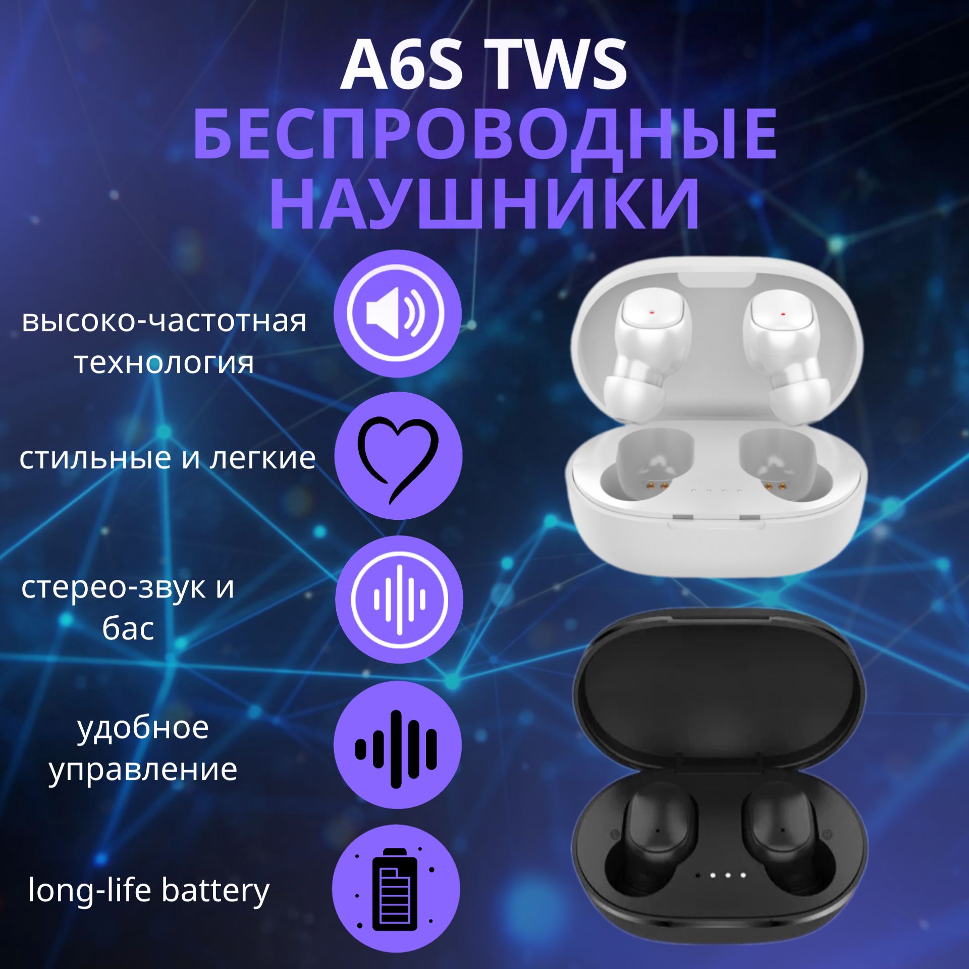 BluetoothнаушникиTWSA6S