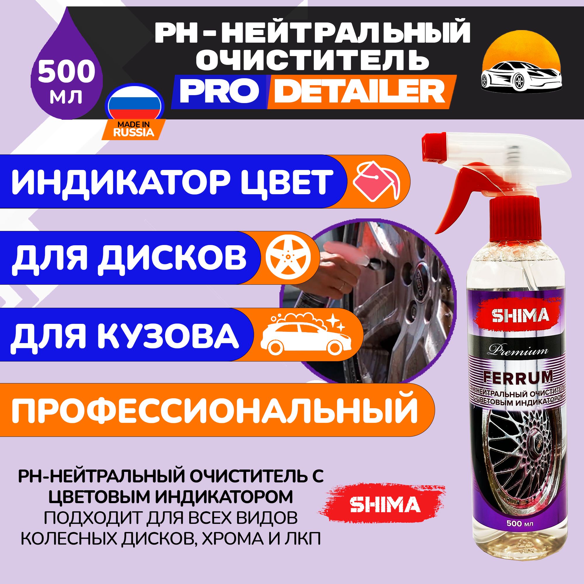 Очиститель дисков автомобиля SHIMA Premium FERRUM, 500 мл