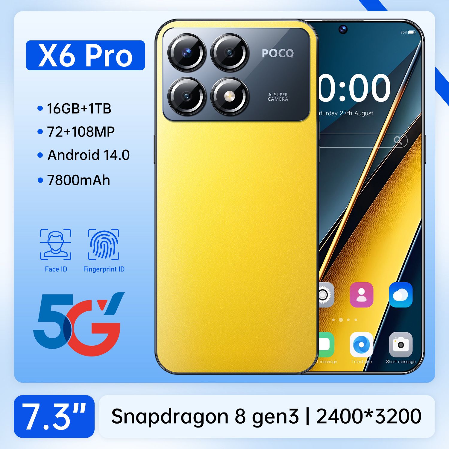 PocoСмартфонX6Pro16/1ТБ,желтый