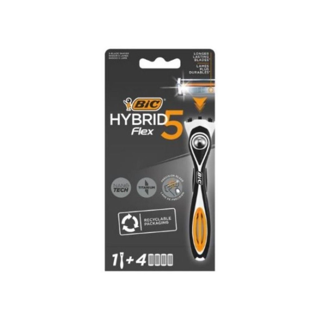 Бритва мужская BIC Hybrid 5 Flex с 4 сменными кассетами