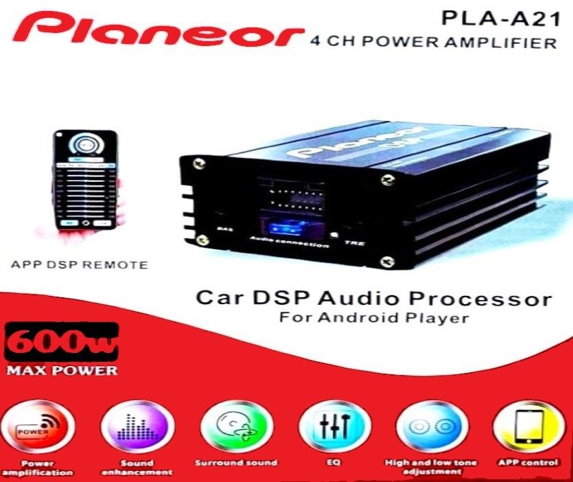 Усилитель автомобильный для Андроид магнитол Planeor PLA-A21 600W 4-х канальный