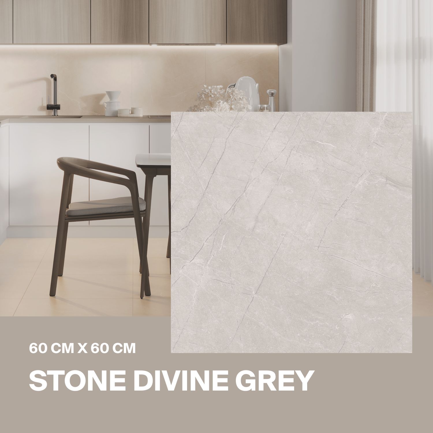 Керамогранит Ceradim Stone Divine Grey серый 60х60 Матовый в упаковке 1,44 м2 ( 4 плитки)