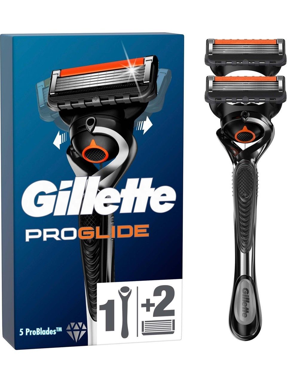 Gillette Fusion ProGlide мужская бритва, 2 кассета, с 5 лезвиями с углеродным покрытием, с технологией Flexball, с триммером