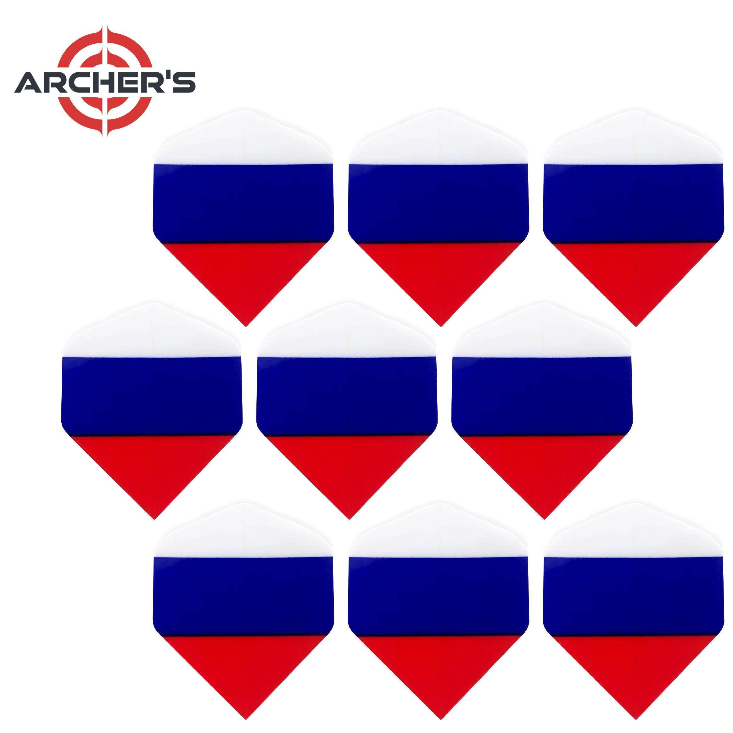 9шт оперений для дротиков Дартс Archers Russian Flag 75mk. Российский флаг.