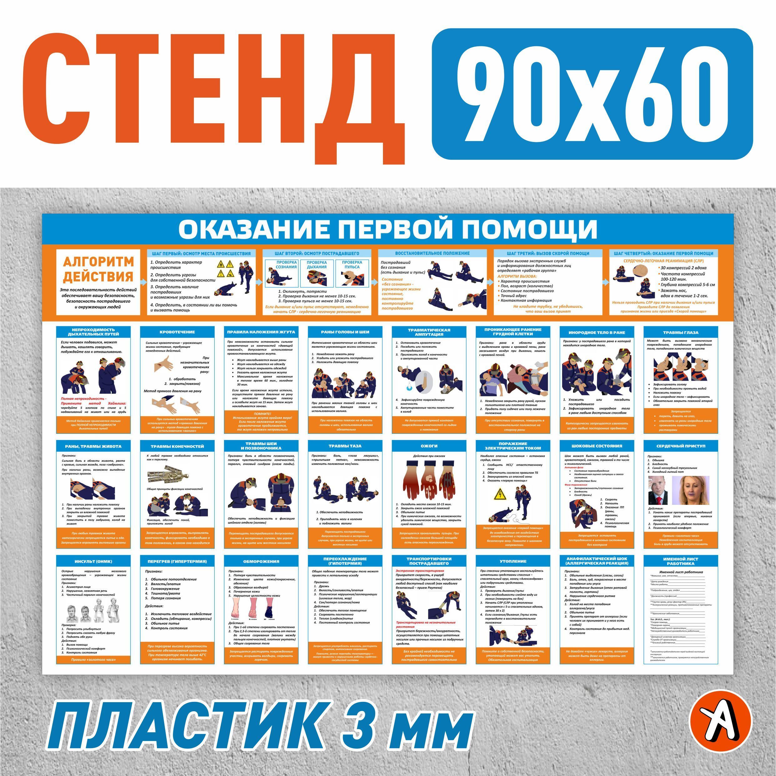 Стенд Оказание первой помощи 90х60см