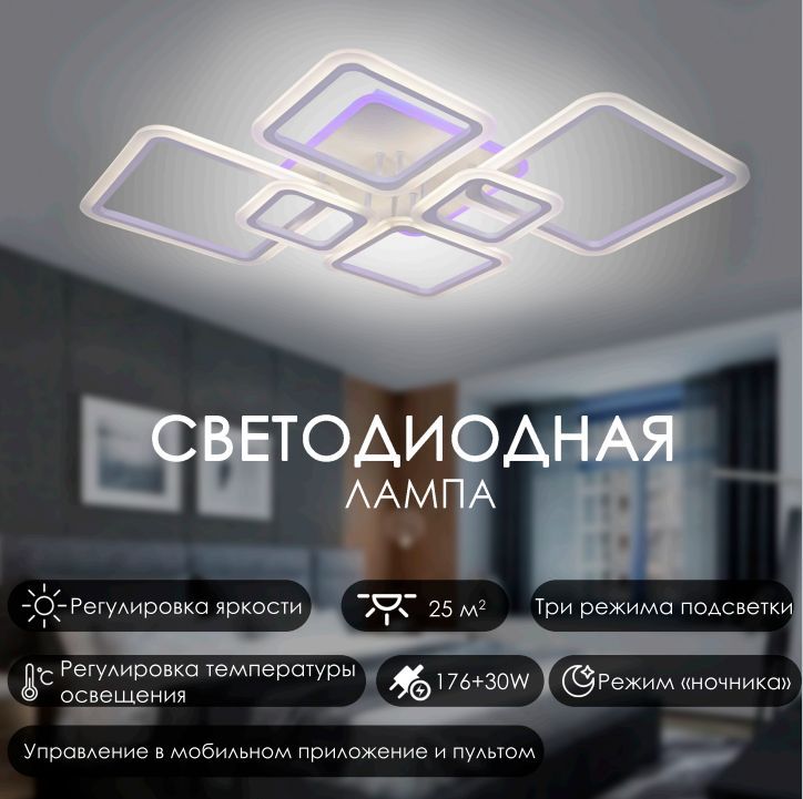 Люстрапотолочная,LED,176Вт