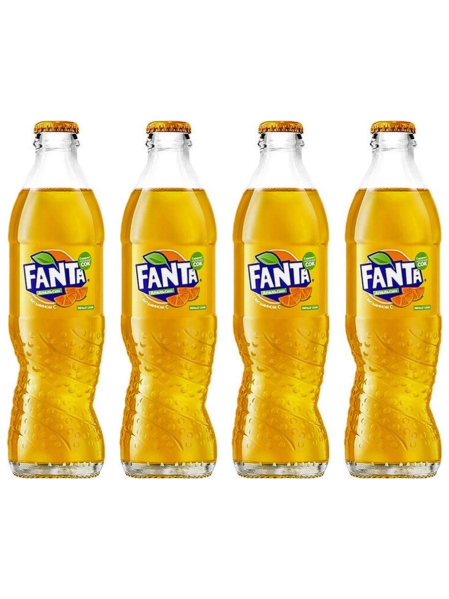 Газированный напиток Fanta Orange, 4 шт x 330 мл, стекло, Грузия