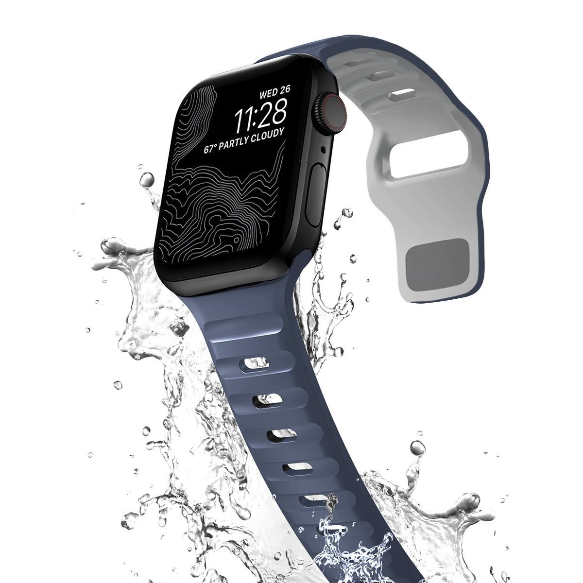 Силиконовыйремешок,браслетдляAppleWatchразмер42444549mm,сине-белый