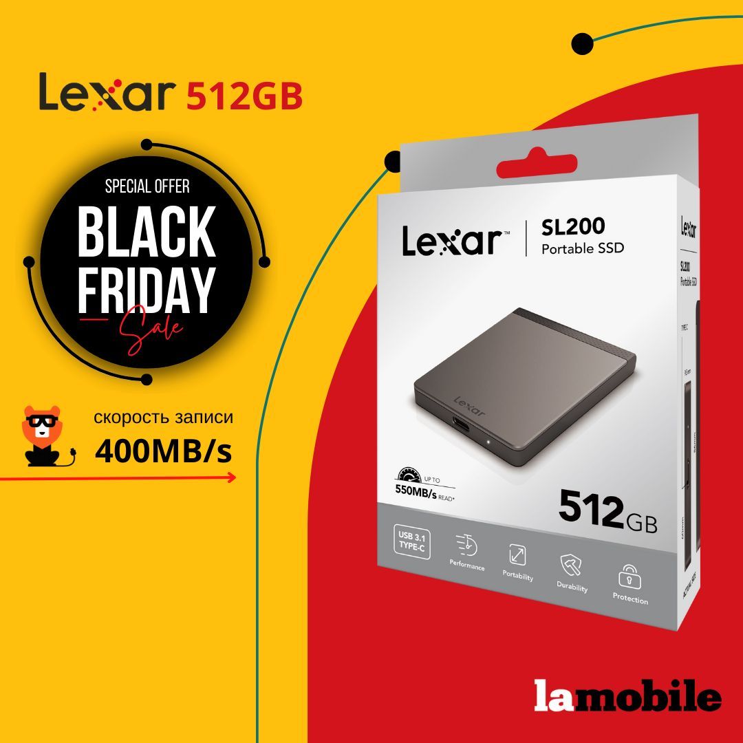 Внешний SSD-накопитель Lexar SL200 512GB USB 3.1 Gen 2 Type-C