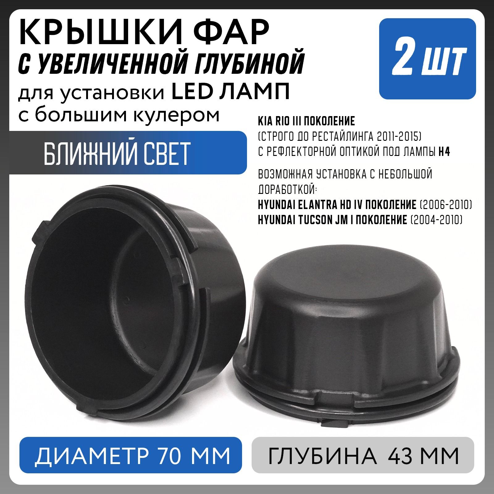 КрышкифарувеличенныедляLED-лампнаKIARIO3дорестайлинг2011-2015(2шт.)