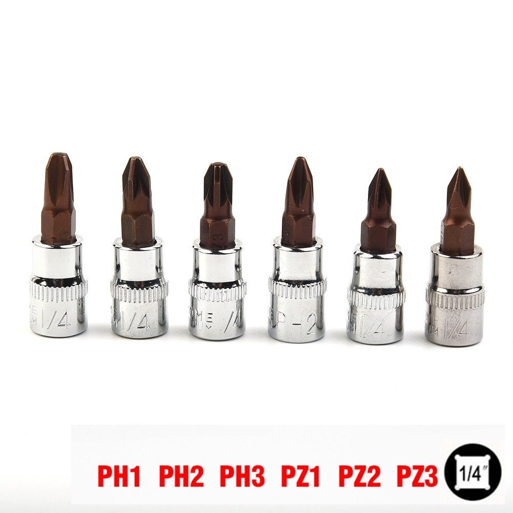 6шт.PHPoziнасадоксхвостовиком1/4дюймаPH1PH2PH3дляPZ1дляPZ2PZ3битыотверточные
